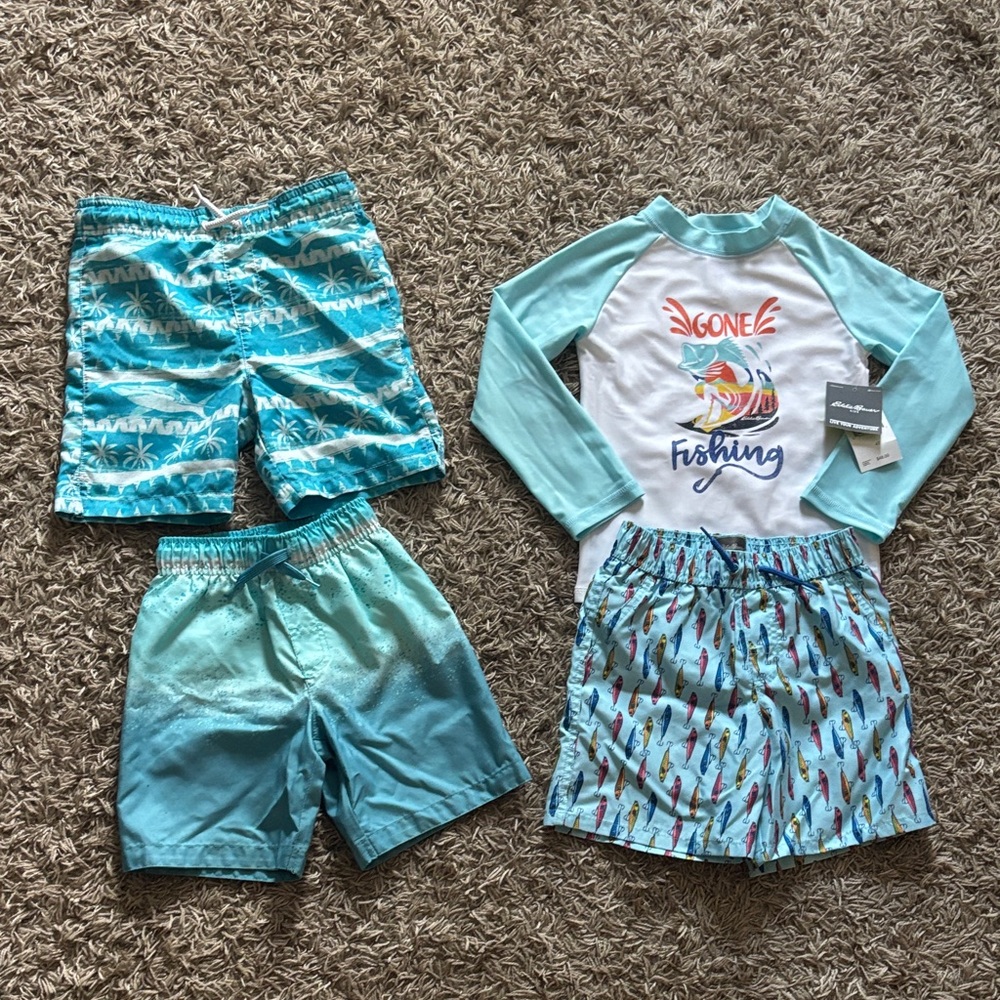 Eddie Bauer Kids Swim Trunks 4t lot  - Blue and White